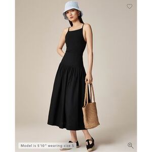 J. Crew Pintuck Mixy Dress Black Midi Dress Size XS NWT CK707